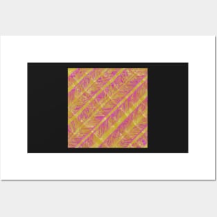 Gold and Pink Diagonal Stripe Posters and Art